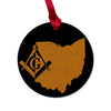 Ohio square & compass freemason symbol state map - Round Wooden Maple Ornament