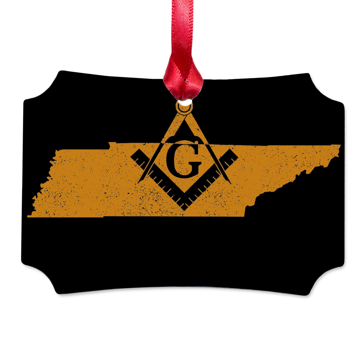 Tennessee square & compass freemason symbol state map - Scalloped Aluminum Ornament