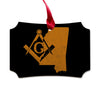 Mississippi square & compass freemason symbol state map - Scalloped Wooden Maple Ornament