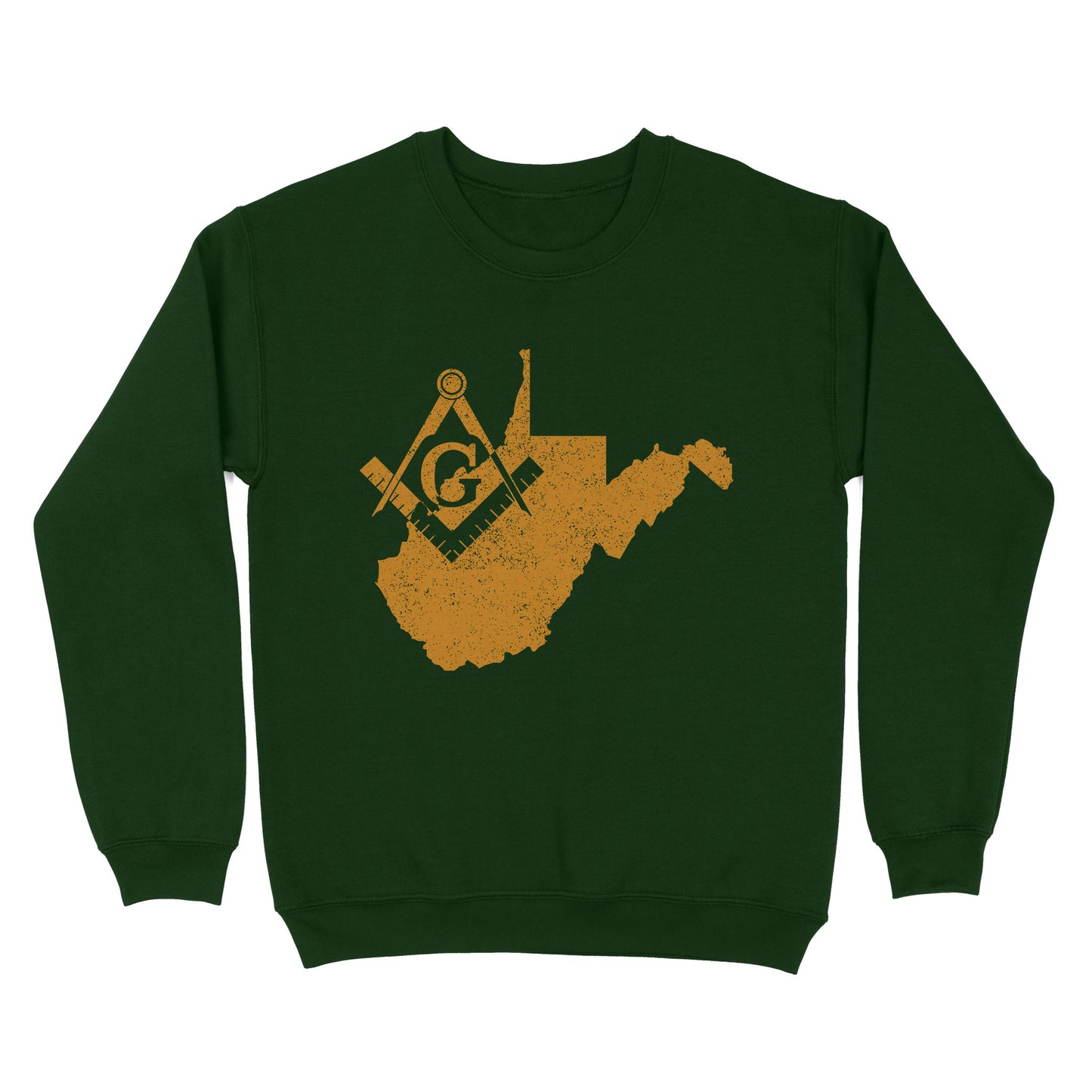 West Virginia Freemason State Map Square & Compass Symbol - Sweatshirt