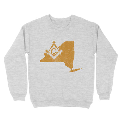 New York Freemason State Map Square & Compass Symbol - Sweatshirt