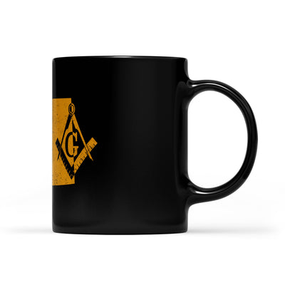 Wyoming square & compass freemason symbol state map - Black Mug