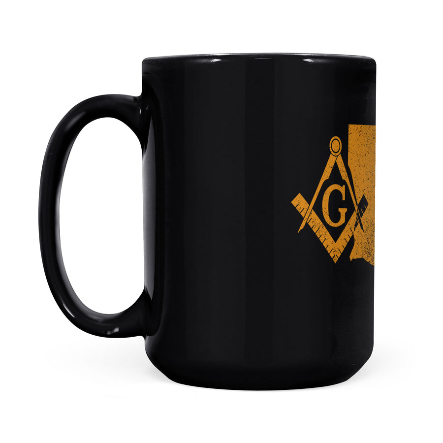 Louisiana square & compass freemason symbol state map - Black Mug