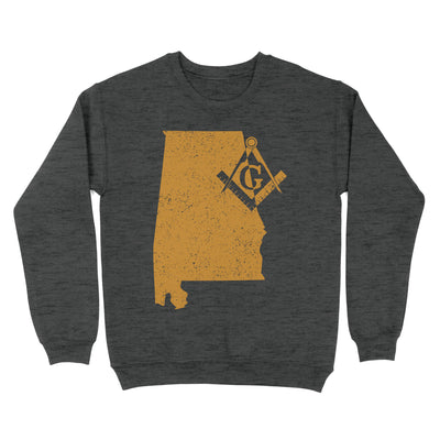 Alabama Freemason State Map Square & Compass Symbol - Sweatshirt