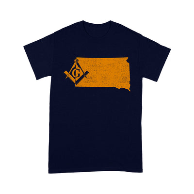 South Dakota Freemason State Map Square & Compass Symbol - T Shirt