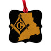 Rhode Island square & compass freemason symbol state map - Square Aluminum Ornament