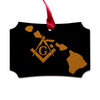 Hawaii square & compass freemason symbol state map - Scalloped Wooden Maple Ornament