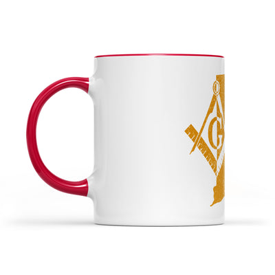 Rhode Island square & compass freemason symbol state map - Accent Mug