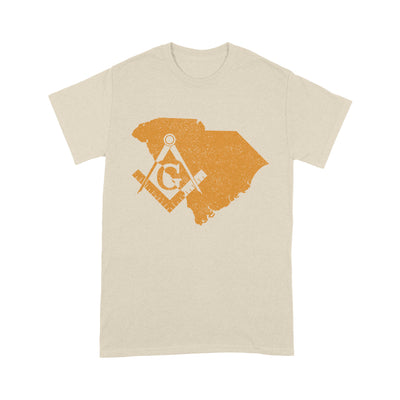 South Carolina Freemason State Map Square & Compass Symbol - T Shirt