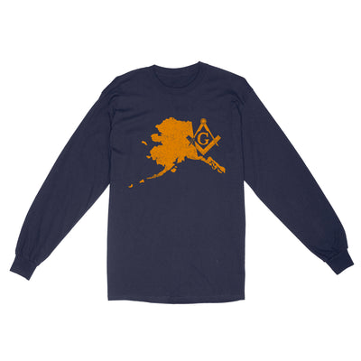 Alaska Freemason State Map Square & Compass Symbol - Long Sleeve