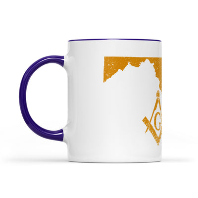 Maryland square & compass freemason symbol state map - Accent Mug