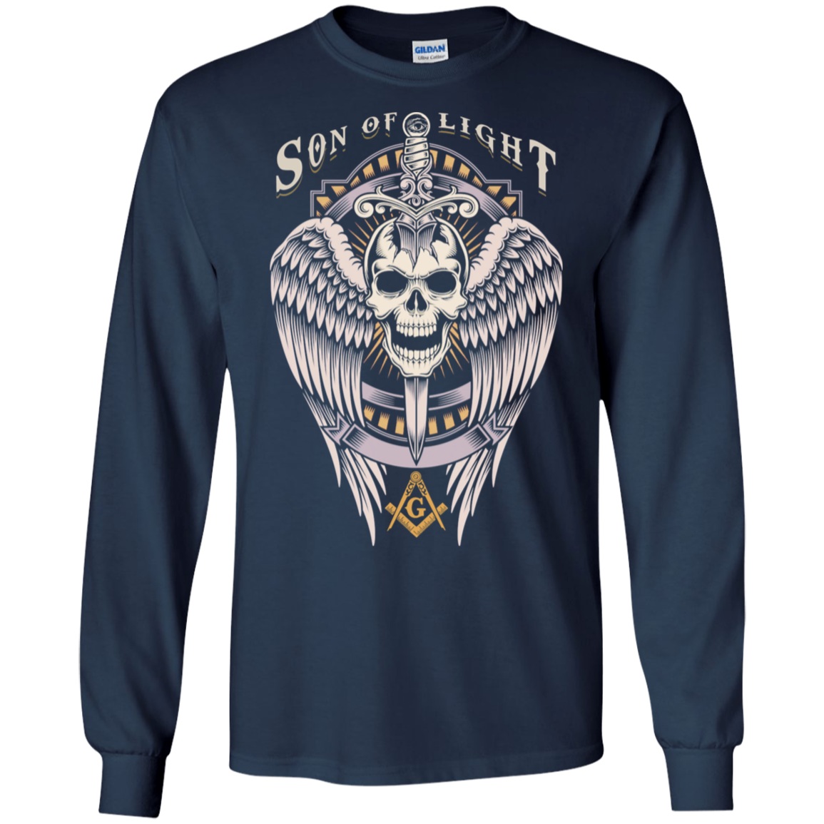 Son Of Light Winged Skull With Sword Freemason Freemason Square & Compass