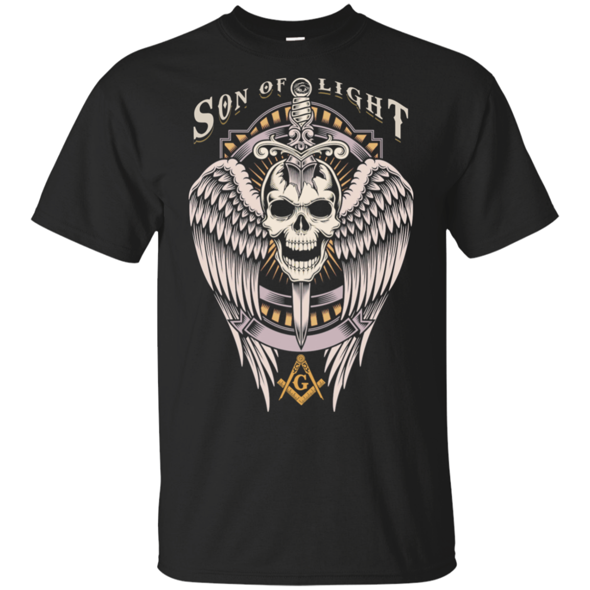 Son Of Light Winged Skull With Sword Freemason Freemason Square & Compass