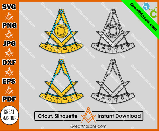 Mason Past Master Freemasons Square and Compasses Symbol SVG, Png, Eps, Dxf, Jpg, Pdf File