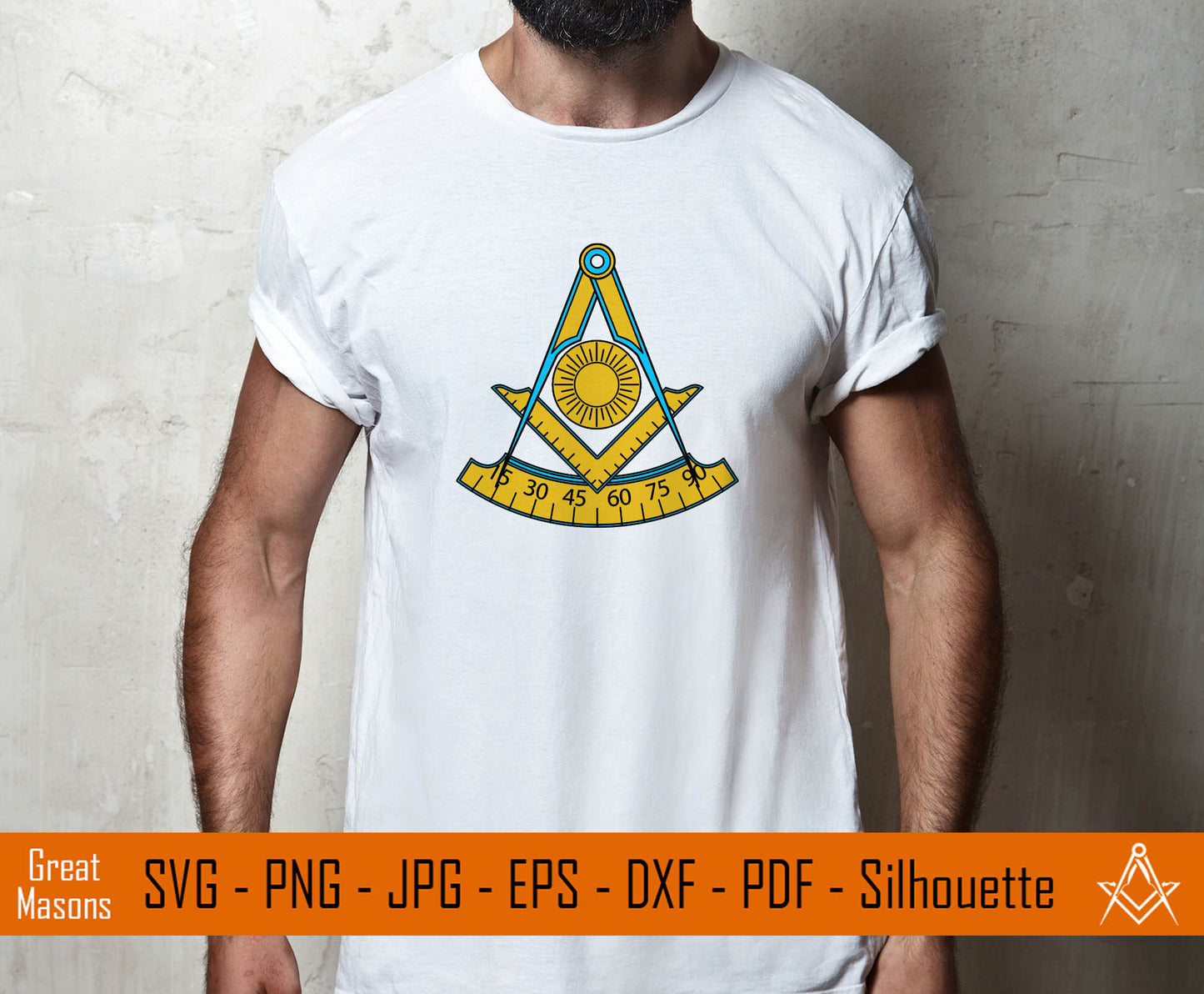 Mason Past Master Freemasons Square and Compasses Symbol SVG, Png, Eps, Dxf, Jpg, Pdf File