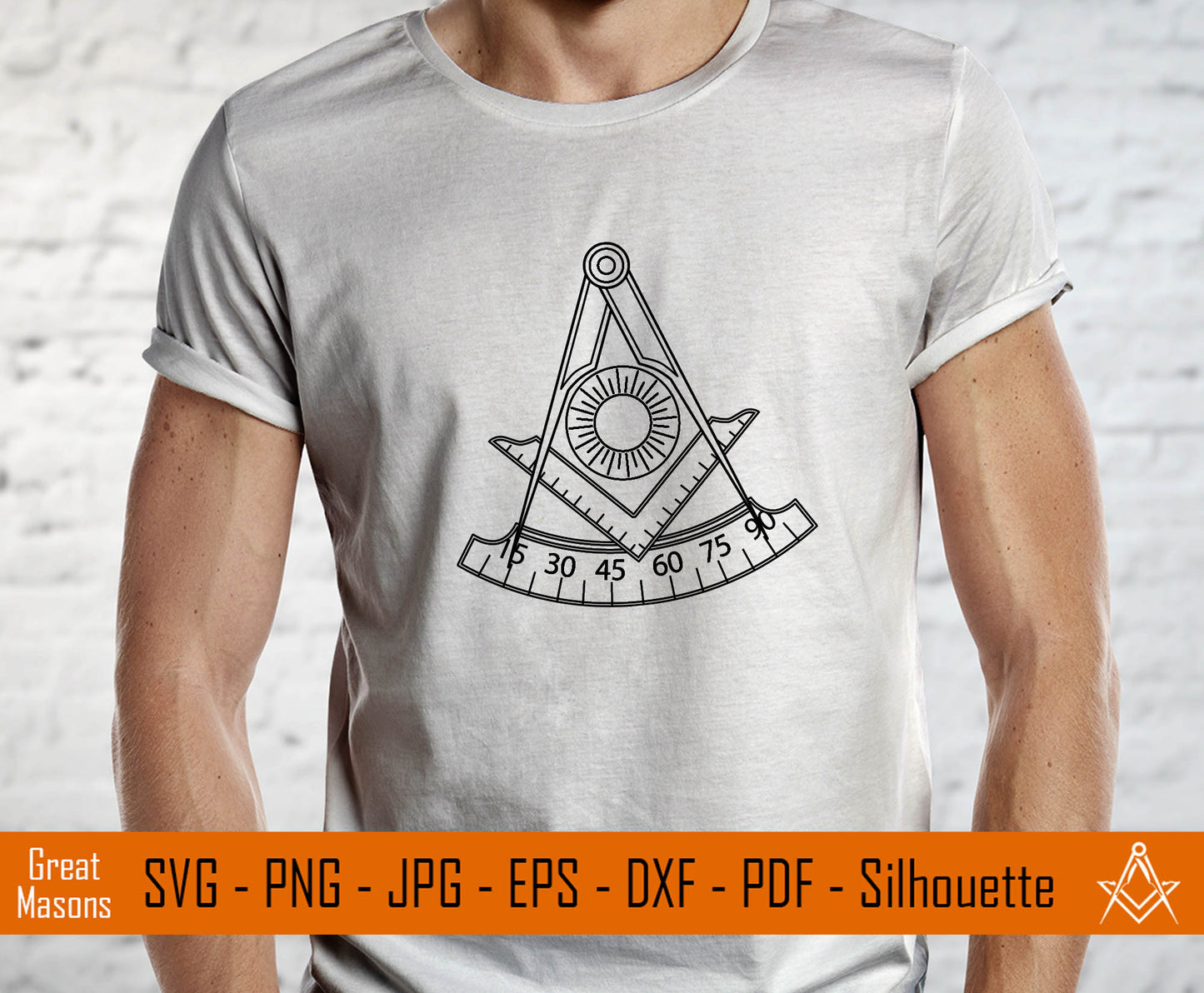 Mason Past Master Freemasons Square and Compasses Symbol SVG, Png, Eps, Dxf, Jpg, Pdf File