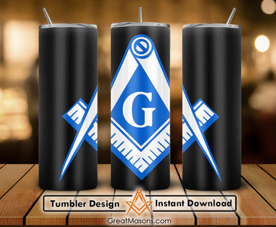 Square and Compasses Freemasons Skinny Tumbler Wrap Png Straight & Tapered Tumbler File Digital