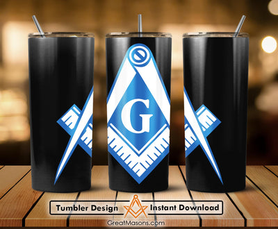 Square and Compasses Freemasons Skinny Tumbler Wrap Png Straight & Tapered Tumbler File Digital