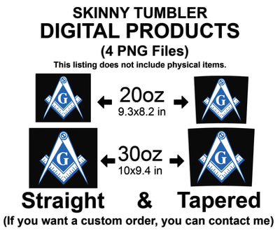 Square and Compasses Freemasons Skinny Tumbler Wrap Png Straight & Tapered Tumbler File Digital