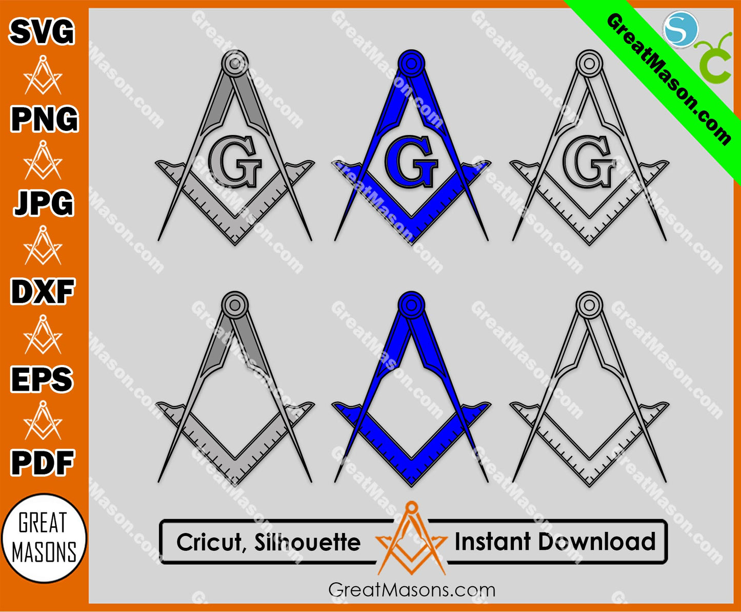 Freemasons Square and Compasses Symbol SVG, Png, Eps, Dxf, Jpg, Pdf File