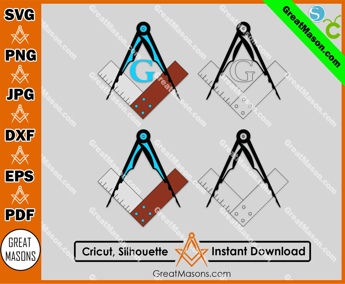 Freemasons Square and Compasses Symbol SVG, Png, Eps, Dxf, Jpg, Pdf File