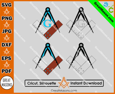 Freemasons Square and Compasses Symbol SVG, Png, Eps, Dxf, Jpg, Pdf File