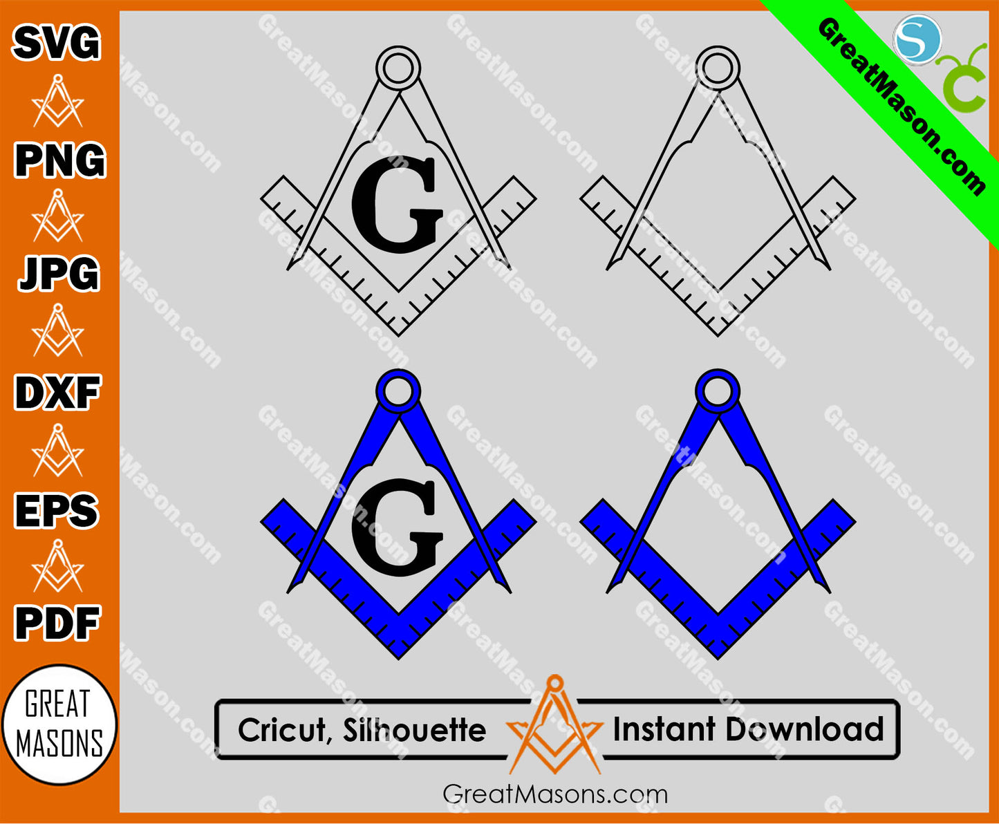 Freemasons Square and Compasses Symbol SVG, Png, Eps, Dxf, Jpg, Pdf File