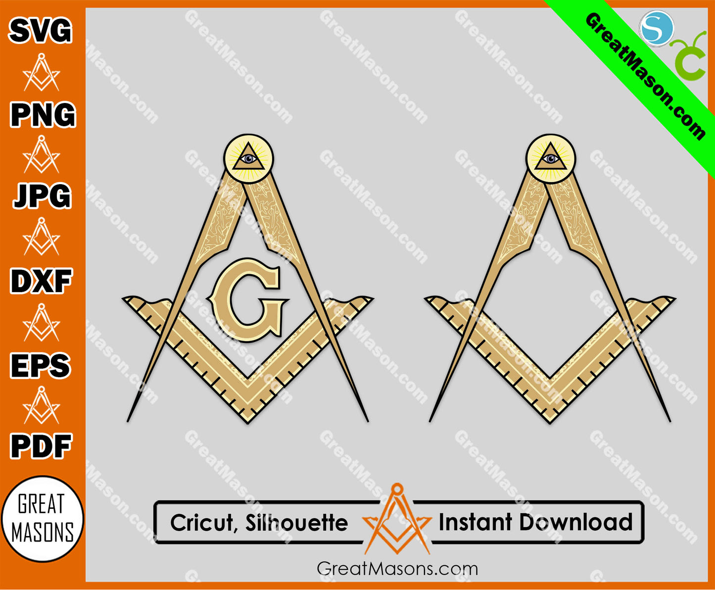 Freemasons Square and Compasses Symbol SVG, Png, Eps, Dxf, Jpg, Pdf File