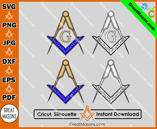 Freemasons Square and Compasses Symbol SVG, Png, Eps, Dxf, Jpg, Pdf File