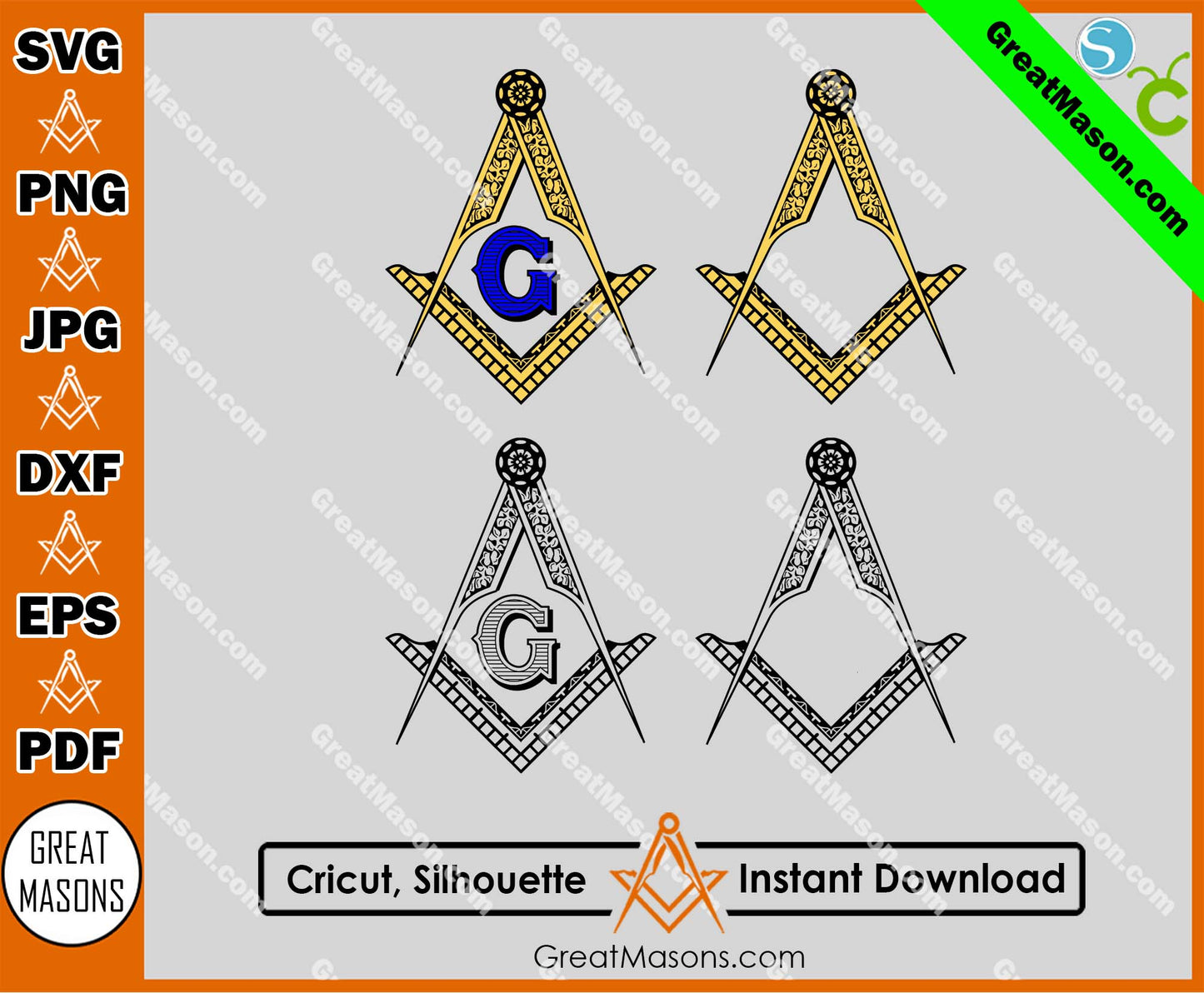 Freemasons Square and Compasses Symbol SVG, Png, Eps, Dxf, Jpg, Pdf File