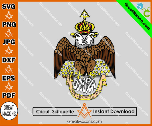 33rd Degree Scottish Rite Wings Down Ordo Ab Chao Deus Meumque Jus SVG, Png, Eps, Dxf, Jpg, Pdf File