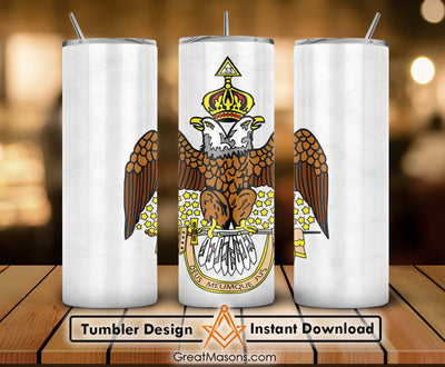 33rd Degree Scottish Rite Wings Down Masons  Skinny Tumbler Wrap Png Straight & Tapered Tumbler File Digital