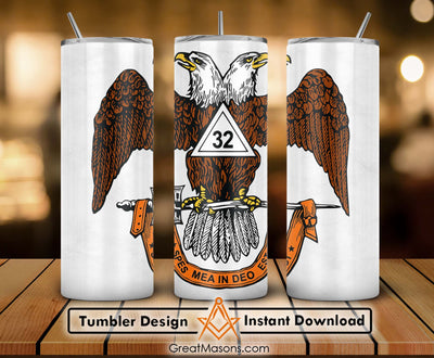 32nd Degree Scottish Rite Wings Down Masons Skinny Tumbler Wrap Png Straight & Tapered Tumbler File Digital