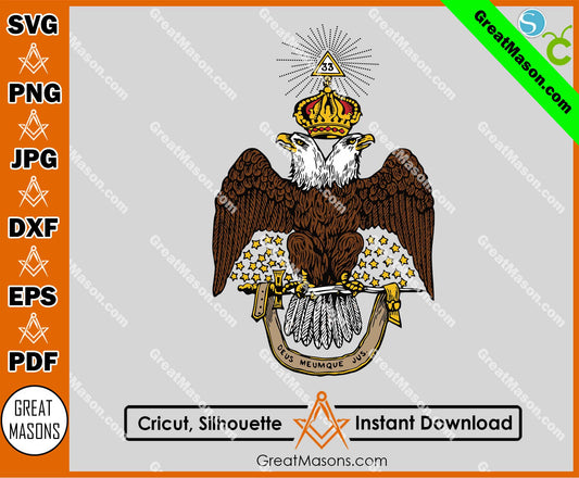 33rd Degree Scottish Rite Wings Down Ordo Ab Chao Deus Meumque Jus SVG, Png, Eps, Dxf, Jpg, Pdf File