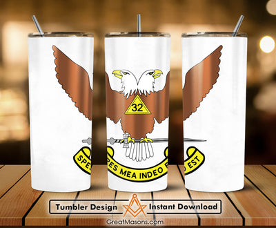 32nd Degree Scottish Rite Wings Up Masons Skinny Tumbler Wrap Png Straight & Tapered Tumbler File Digital