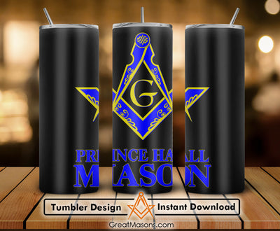 Prince Hall Mason Skinny Tumbler Wrap Png Straight & Tapered Tumbler File Digital