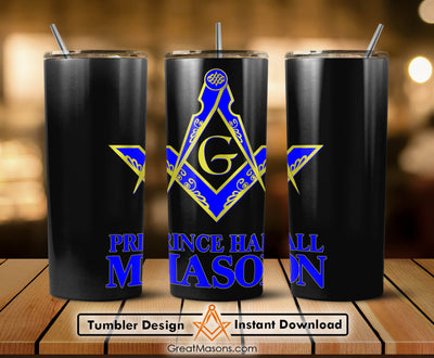 Prince Hall Mason Skinny Tumbler Wrap Png Straight & Tapered Tumbler File Digital