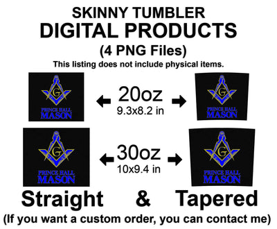 Prince Hall Mason Skinny Tumbler Wrap Png Straight & Tapered Tumbler File Digital