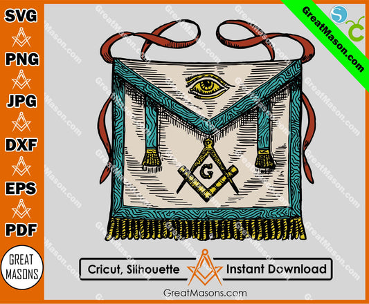 Masonic Apron Vintage Freemason SVG, Png, Eps, Dxf, Jpg, Pdf File