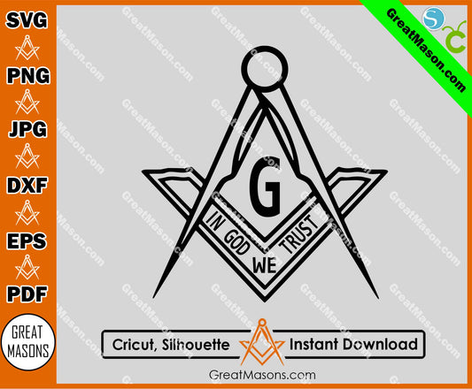 Mason In God We Trust Symbol Masonic SVG, Png, Eps, Dxf, Jpg, Pdf File