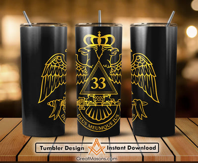 33rd Degree Scottish Rite Wings Down Masons Skinny Tumbler Wrap Png Straight & Tapered Tumbler File Digital