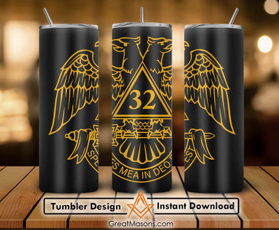 32rd Degree Scottish Rite Wings Down Masons Skinny Tumbler Wrap Png Straight & Tapered Tumbler File Digital