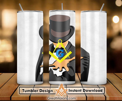 Mason Magician Brother Into The Light Masonic Skinny Tumbler Wrap Png Straight & Tapered Tumbler File Digital