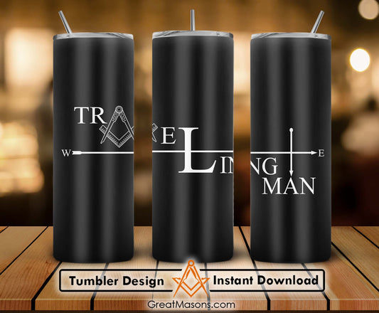 Mason Traveling Man Skinny Tumbler Wrap Png Straight & Tapered Tumbler File Digital