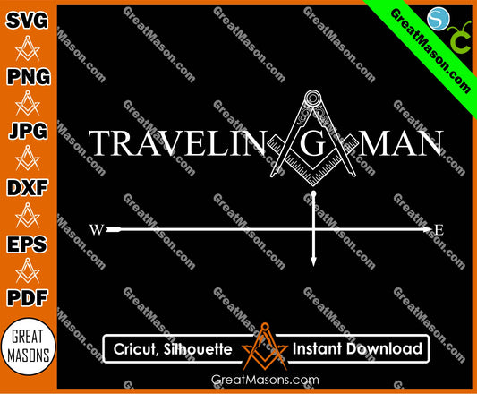 Mason Traveling Man Masonic Design SVG, Png, Eps, Dxf, Jpg, Pdf File