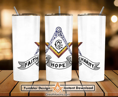 Faith Hope Charity Great Masons Skinny Tumbler Wrap Png Straight & Tapered Tumbler File Digital