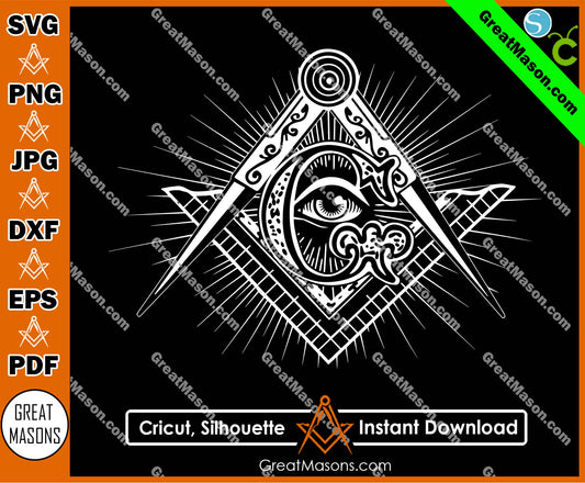 Square and Compasses All Seeing Eyes SVG, Png, Eps, Dxf, Jpg, Pdf File