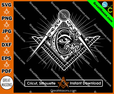 Square and Compasses All Seeing Eyes SVG, Png, Eps, Dxf, Jpg, Pdf File