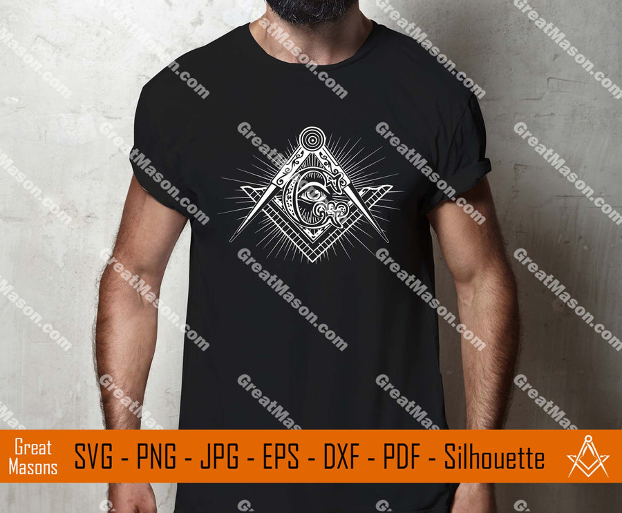 Square and Compasses All Seeing Eyes SVG, Png, Eps, Dxf, Jpg, Pdf File