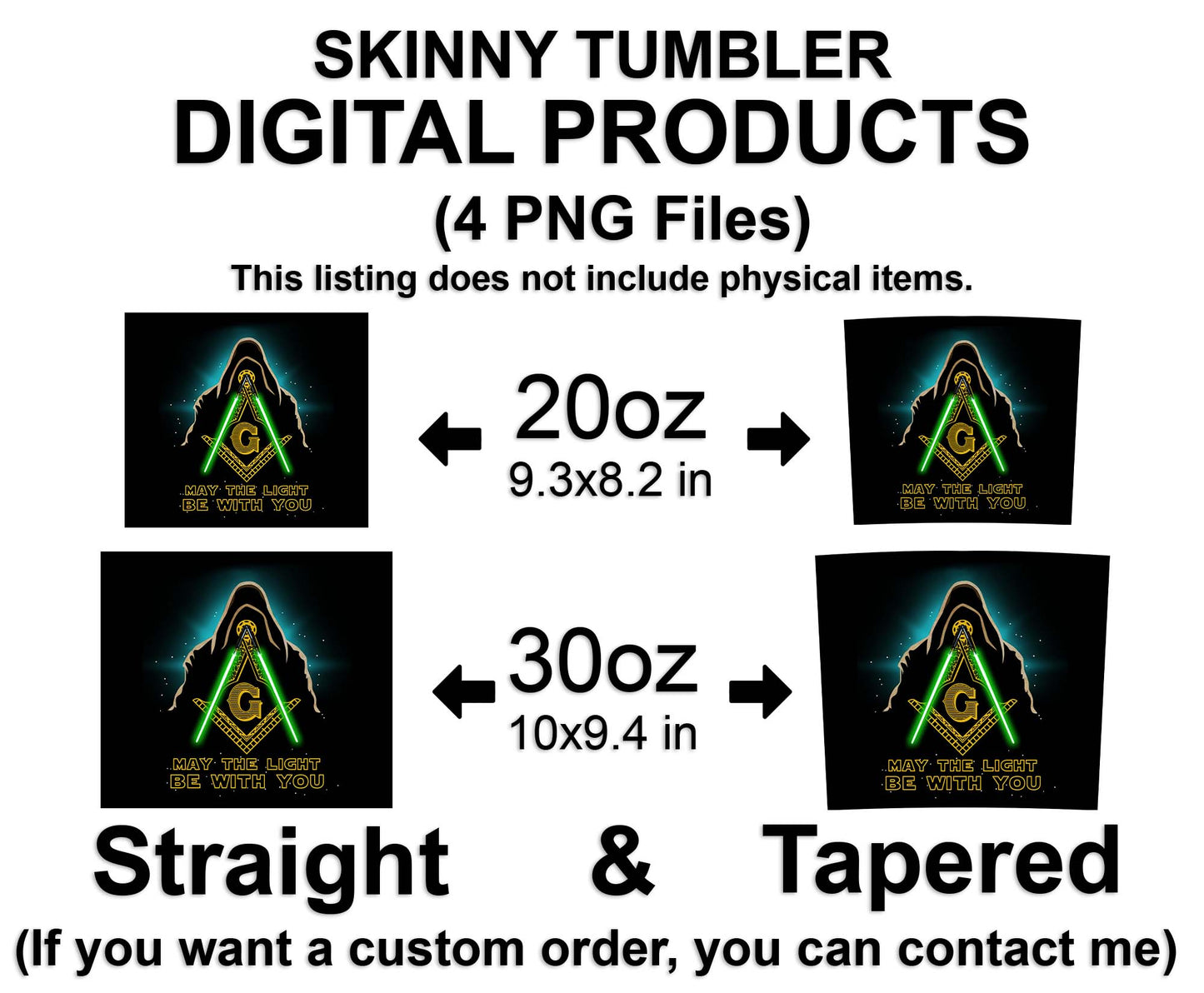 Freemasons May The Light Be With You Mason Skinny Tumbler Wrap Png Straight & Tapered Tumbler File Digital